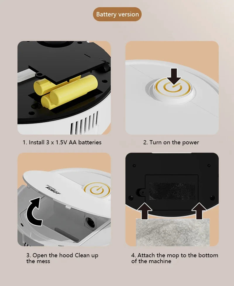 Smart Sweeping Robot Sweeping Suction Mopping 3-in-1 USB Rechargeable Vacuum Home Appliance For Floors Countertops Pet Hair