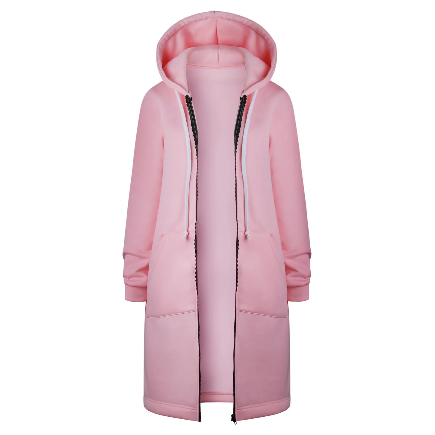 Solid Color Pocket Long Sweatshirt Coat