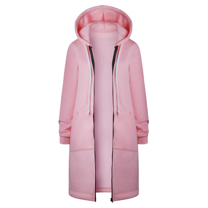 Solid Color Pocket Long Sweatshirt Coat