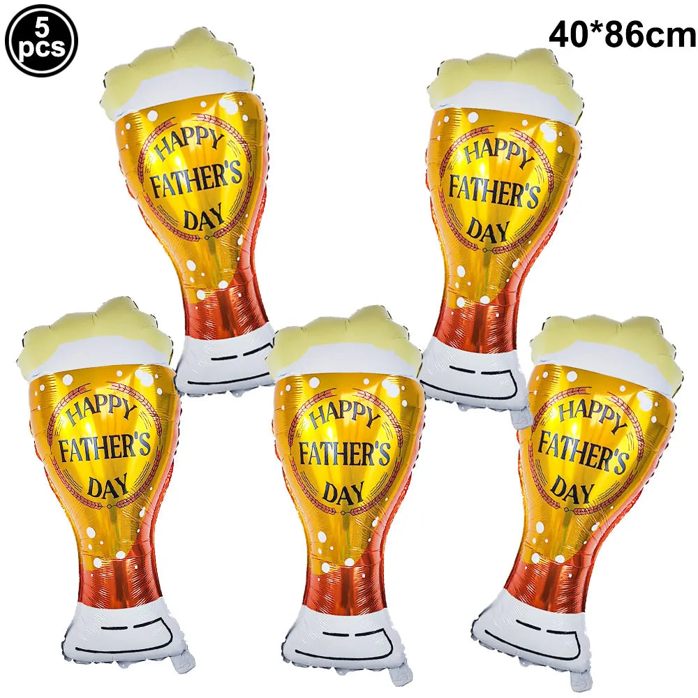 Super Dad Balloons Happy Father's Day Champagne Foil Helium Ball Champagne Beer Ballon Father's Day Gifts Supplies Globos