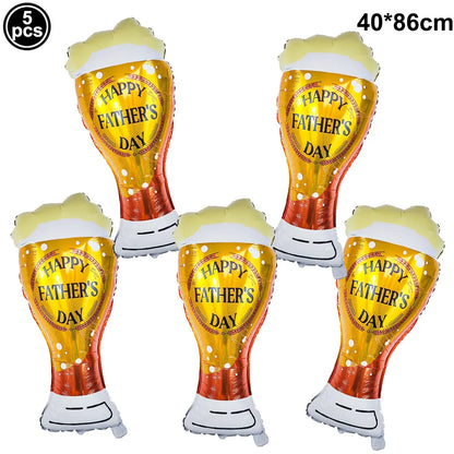 Super Dad Balloons Happy Father's Day Champagne Foil Helium Ball Champagne Beer Ballon Father's Day Gifts Supplies Globos