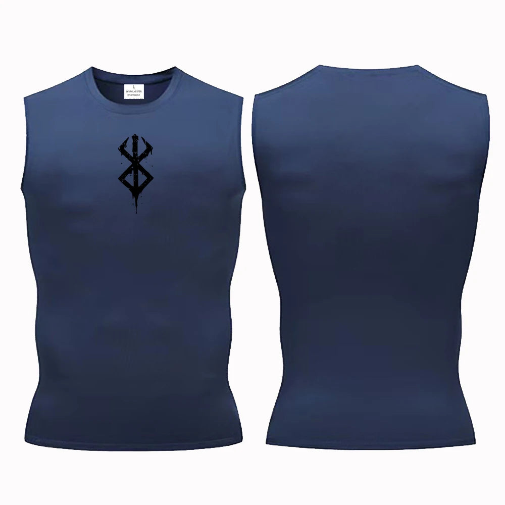 Compression Sleeveless Shirt Men Gym Fitness Basketball Sport Vest Manga Tight Tank Mesh Quick Drying Top Breathable Summer Male