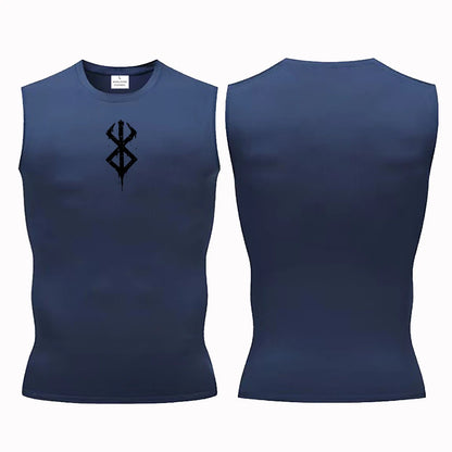 Compression Sleeveless Shirt Men Gym Fitness Basketball Sport Vest Manga Tight Tank Mesh Quick Drying Top Breathable Summer Male