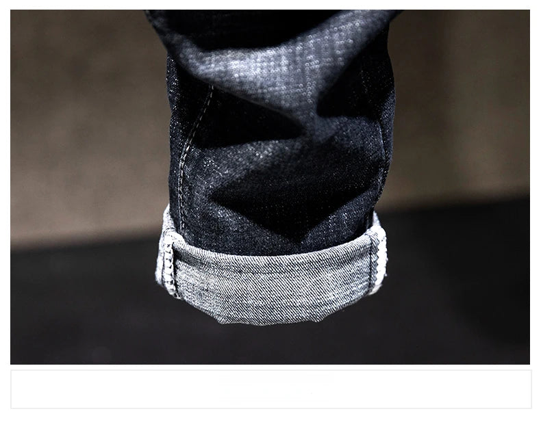 2025 Summer New Ripped Jeans Men Slim-fit Denim Pants Cotton Korean Style Fashion Men's Clothing Elasticity Versatile