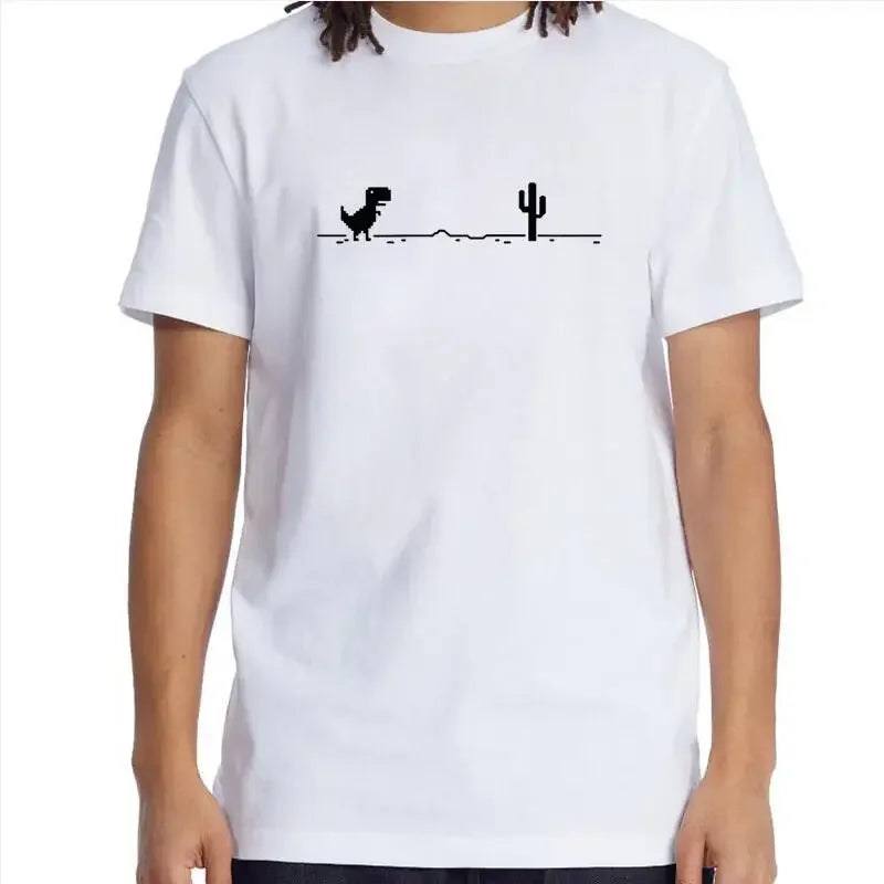 2025 Men's T-shirts Printed Dinosaur Cactus Funny Tops Summer Cotton T-shirt for Men Casual O-Neck Tee Shirts Streetwear Top
