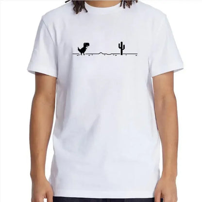 2025 Men's T-shirts Printed Dinosaur Cactus Funny Tops Summer Cotton T-shirt for Men Casual O-Neck Tee Shirts Streetwear Top