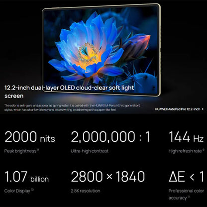 HUAWEI MatePad  pro 12.2-inch 2024 Double-layer OLED cloud-clear sof 10100 mAh Support Bluetooth 5.2 OTG 13MP+8MP