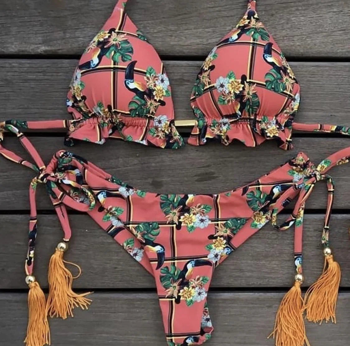 Women's Printed Bikini Beach Holiday Trio