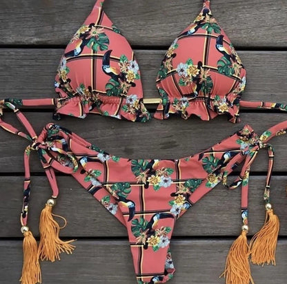 Women's Printed Bikini Beach Holiday Trio