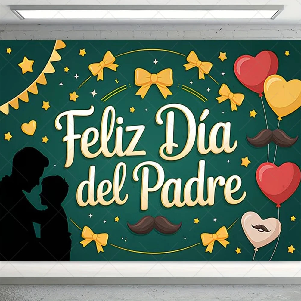 Spanish Happy Father's Day Decor Background I Love Dad Black Suit Tie Family Party Banner Photography Backdrop Supplies Props