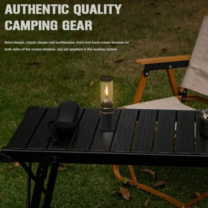 Outdoor Windproof Camping Gas Lamp Portable Camp Atmosphere Lamp Adjustable Candlelight Tent Glass Lantern Camping Supplies
