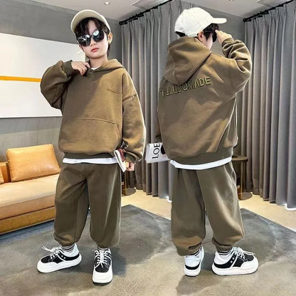 Kids Solid Color Hoodie & Jogger Set