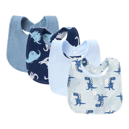 4-Pack Cartoon Baby Bibs & Burp Cloths Set