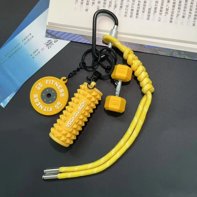 Mini Yoga Foam Roller Keychain Fashion DIY Boxing Gloves Dumbbell Keychain Sports Bag Pendant Fitness Enthusiast Gift