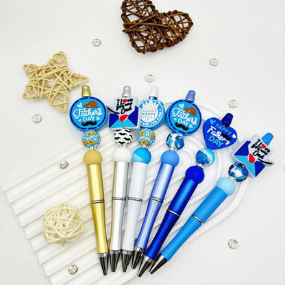 6PCS Love Dad Father's Day Theme DIY Beaded Ballpoint Pen And Silicone Bead Set，Office &School Supply，Father's Day Gift