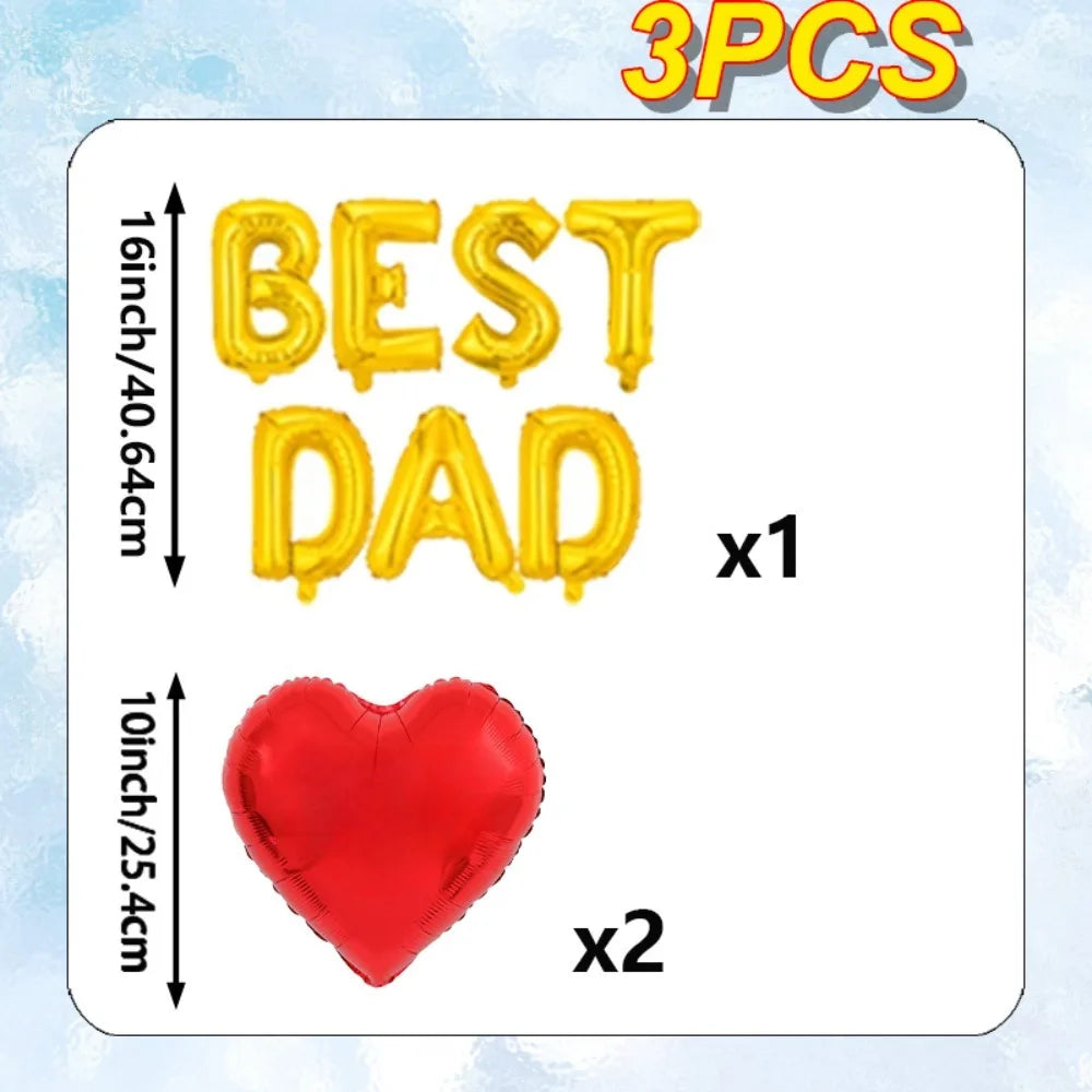 1set This Father's Day Balloon Set Includes A Father's Day Super Love Heart  Balloons and 16-inch Gold Letter Balloons Decorats