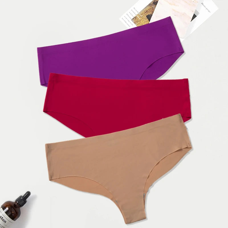 WarmSteps 3Pcs/Set Seamless Woman Panties Underwear Fitness Sports Women's Briefs Ice Silk Sexy Female Lingerie XXL Large Size