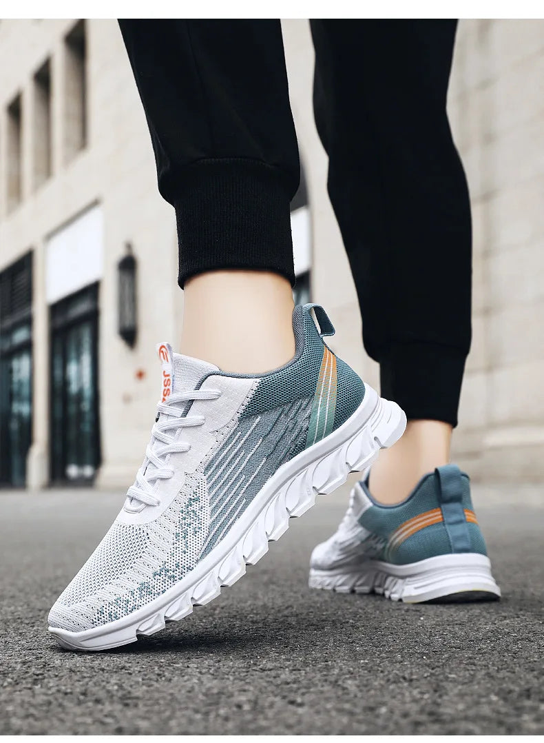 Sneakers new men's shoes trend foreign trade flying woven lace-up running shoes breathable Korean version of tide shoes