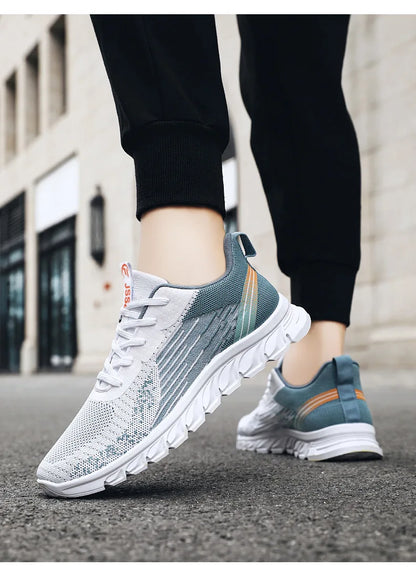 Sneakers new men's shoes trend foreign trade flying woven lace-up running shoes breathable Korean version of tide shoes