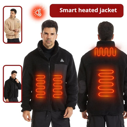 Smart Heating Jacket Men Women Electric Heating Winter Coat 3 Temp Control 4 Zone Heating Fleece Outdoor Ski Jacket for Hiking