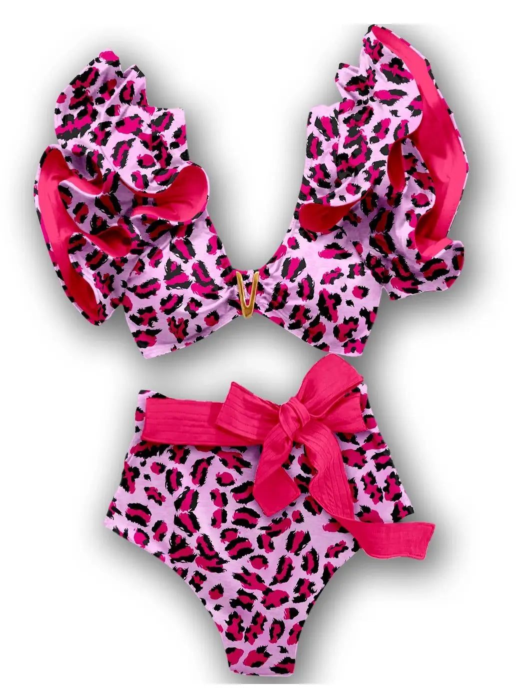 New Sexy Brazilian Bikini Set Ruffle Swimwear Women Push Up Swimsuit High Waist Print Floral Bathing Suit Biquini Female