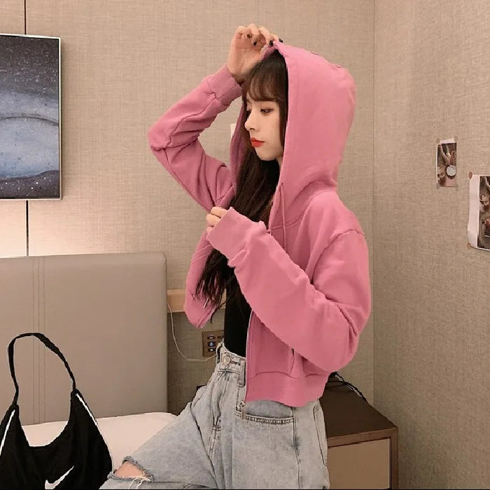Solid Color Fleece Hip Hop Hoodie